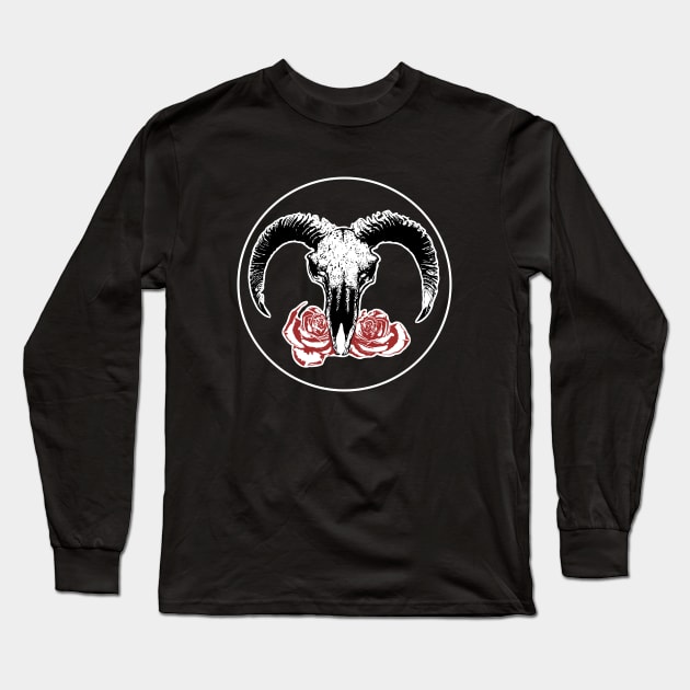 lamb skull and rose Long Sleeve T-Shirt by TOTEM clothing